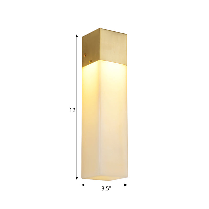 Textured White Resin Wall Light - Minimalist Cuboid Sconce Fixture