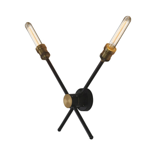 2/3 Head Metal Wall Sconce In Colonial Black & Gold Elegant Living Room Mount Light Fixture