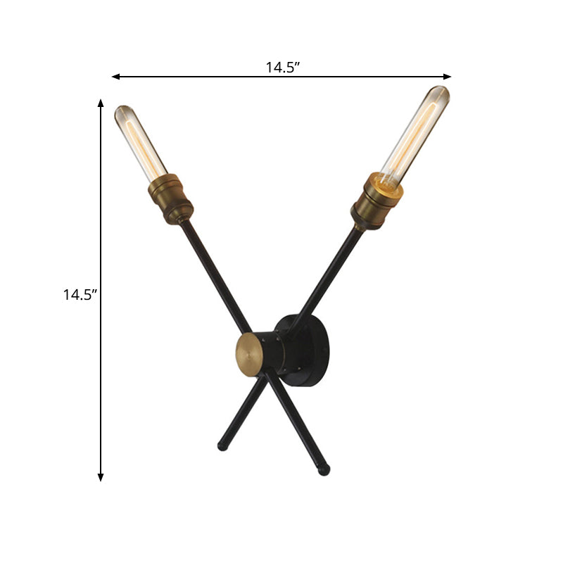 2/3 Head Metal Wall Sconce In Colonial Black & Gold Elegant Living Room Mount Light Fixture