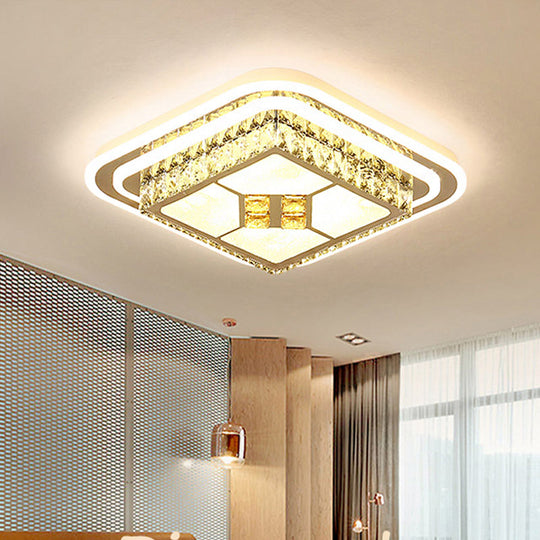 White Led Wide Ceiling Mount Flush Light Fixture - 14/19.5/23.5 Width