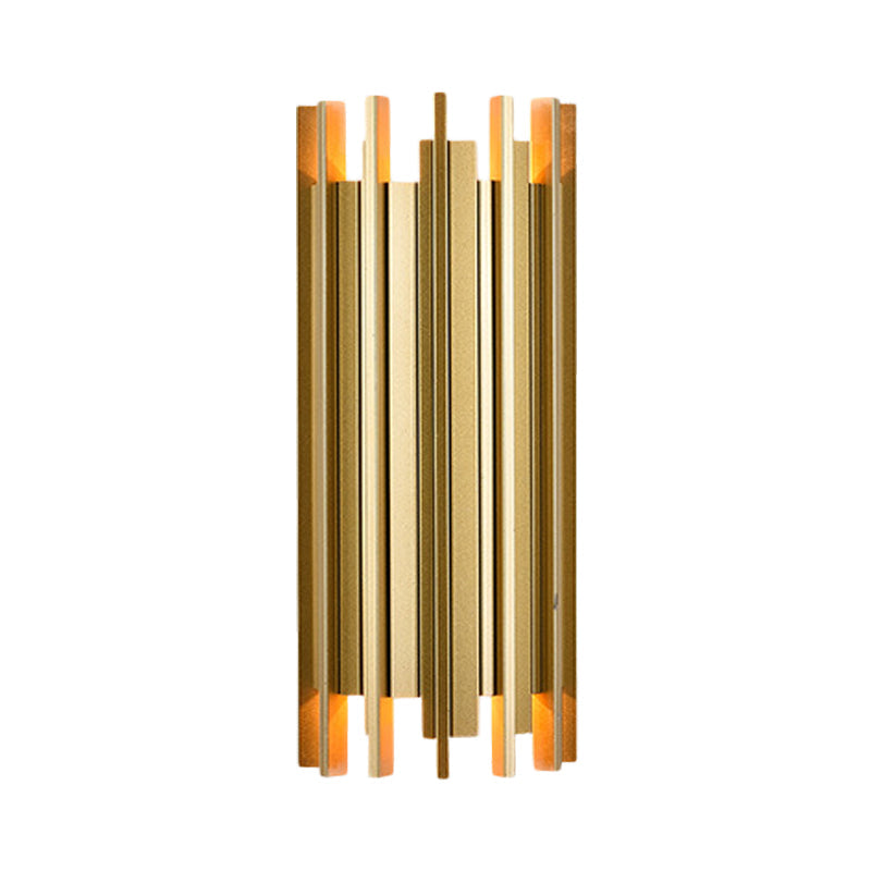 Contemporary Gold Cylindrical Wall Lamp With 2 Bulbs 19.5/31.5 Height