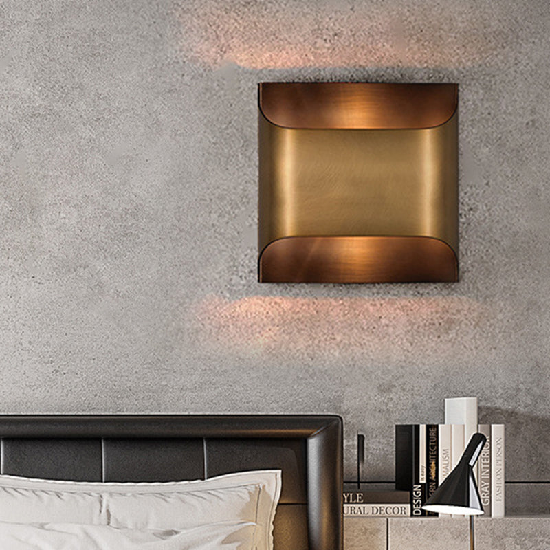 Brass Colonial Square/Rectangle Wall Lamp: Elegant Metal Flush Mount Sconce For Bedrooms