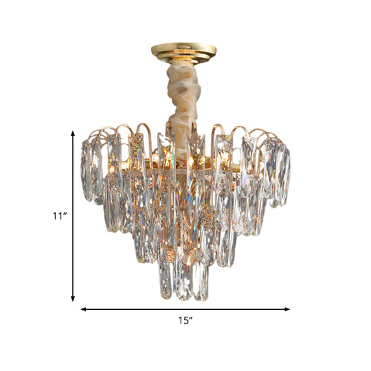 Modern Smoke Gray Crystal Tiered Chandelier Lamp - 7-Light Bedroom Pendant Light Kit