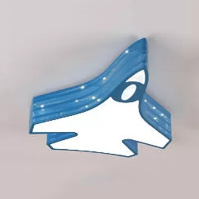 Blue Cartoon Flush Ceiling Lamp for Child's Bedroom or Plane-themed Bathroom