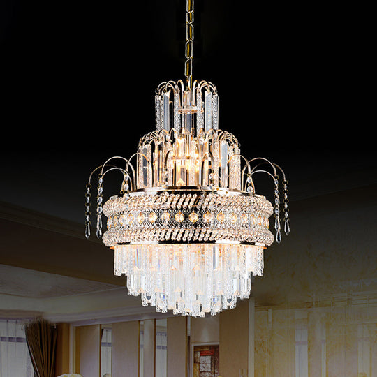 Victorian Crystal Chandelier - 9-Light Golden Pendant Fixture