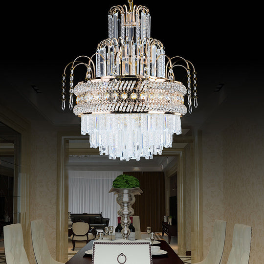 Victorian Crystal Chandelier - 9-Light Golden Pendant Fixture