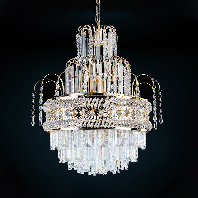 Victorian Crystal Chandelier - 9-Light Golden Pendant Fixture