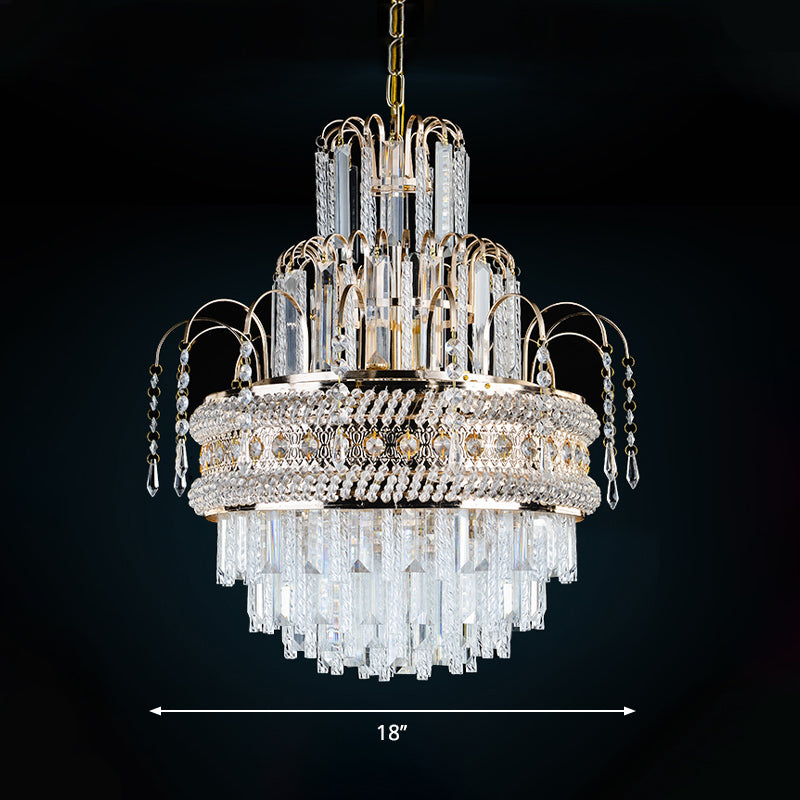 Victorian Crystal Chandelier - 9-Light Golden Pendant Fixture