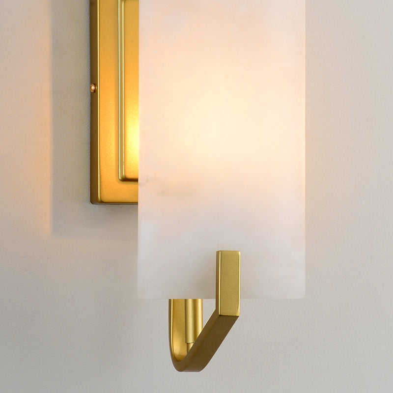 Colonial Marble Gold Wall Mounted Lamp Rectangular Bedroom Flush Mount