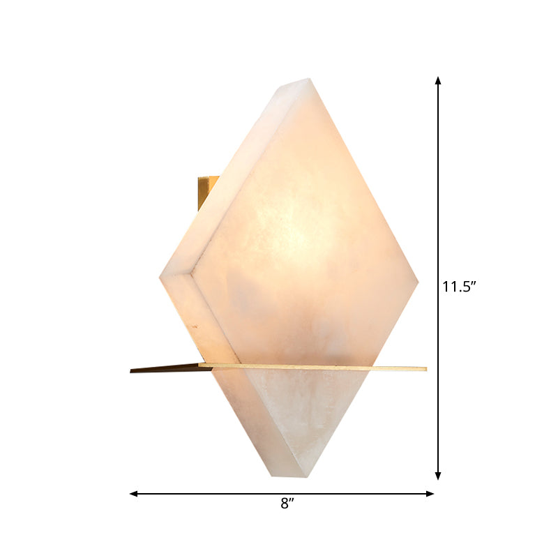 Colonialist Gold Rhombus Single Head Marble Sconce: Stylish Flush Mount Wall Light For Dining Room