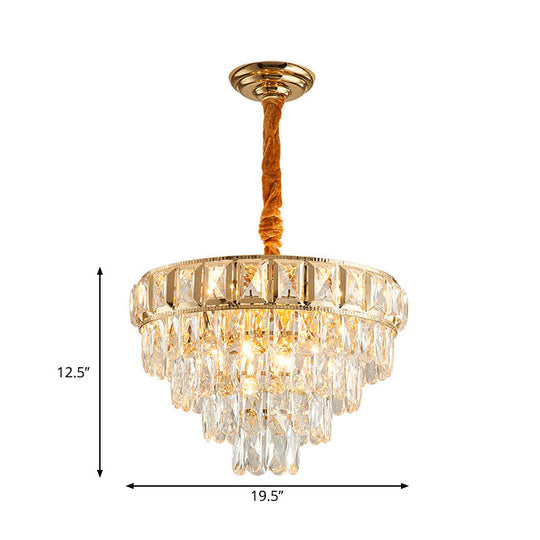 Golden Tiered Crystal Chandelier With 6/9-Light | Elegant Dining Room Hanging Lamp