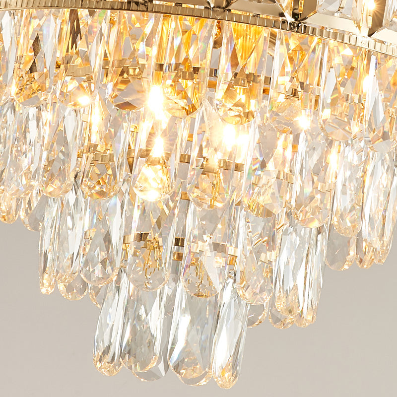 Golden Tiered Crystal Chandelier With 6/9-Light | Elegant Dining Room Hanging Lamp