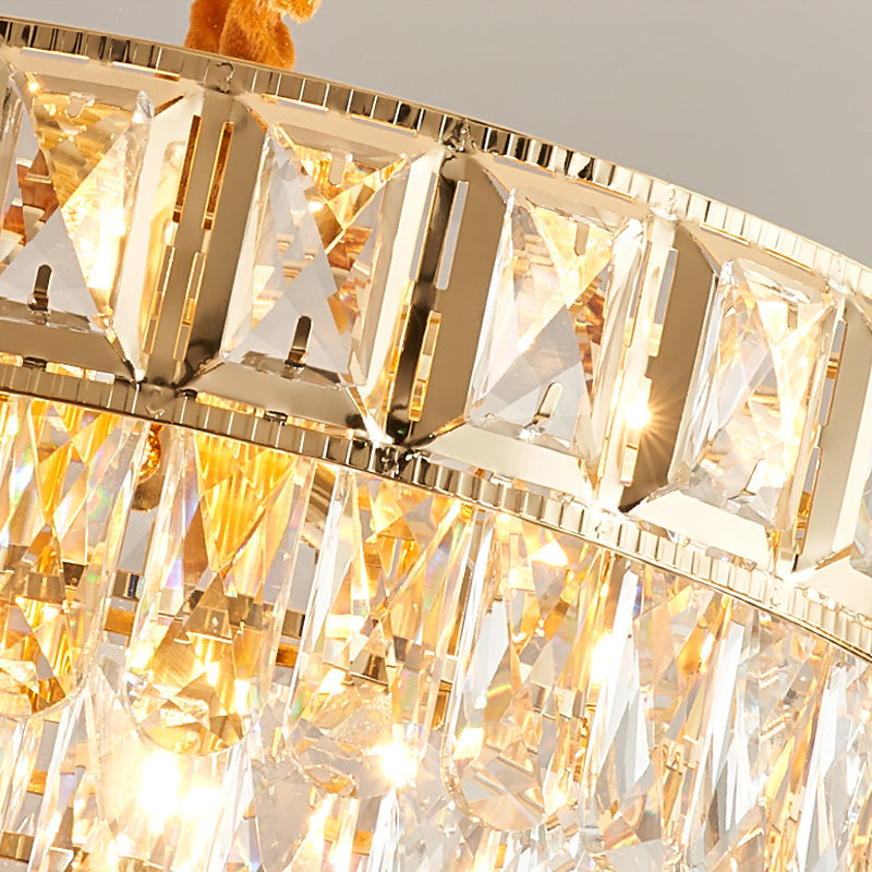 Golden Tiered Crystal Chandelier With 6/9-Light | Elegant Dining Room Hanging Lamp