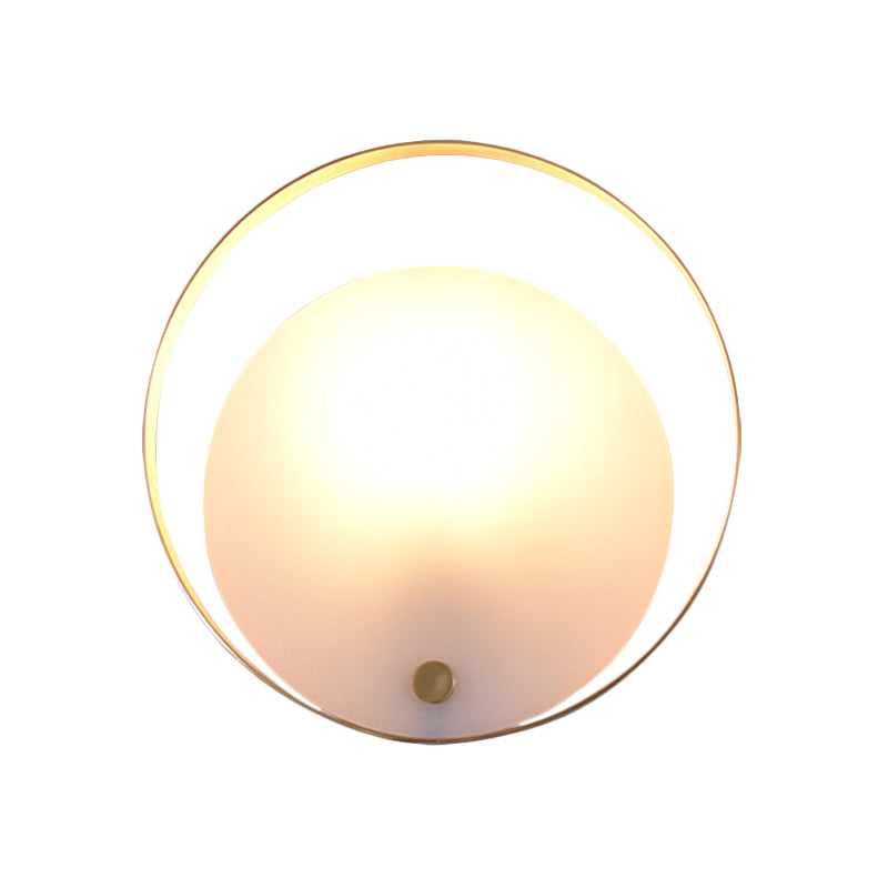 Colonial White Acrylic Wall Sconce - 1-Light Round Flush Light Fixture For Living Room