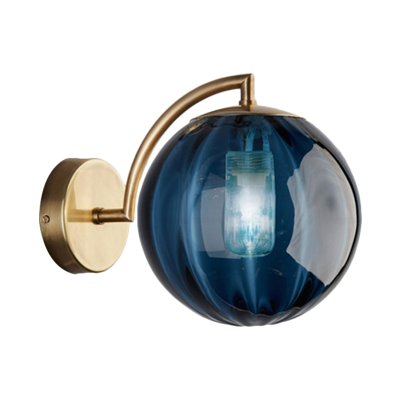 Smoke Gray/Amber/Blue Water Glass Sconce - Colonial 1-Bulb Wall Light For Living Room