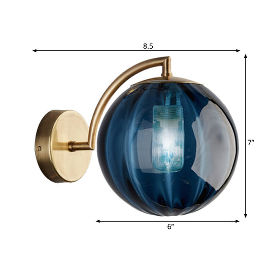 Smoke Gray/Amber/Blue Water Glass Sconce - Colonial 1-Bulb Wall Light For Living Room