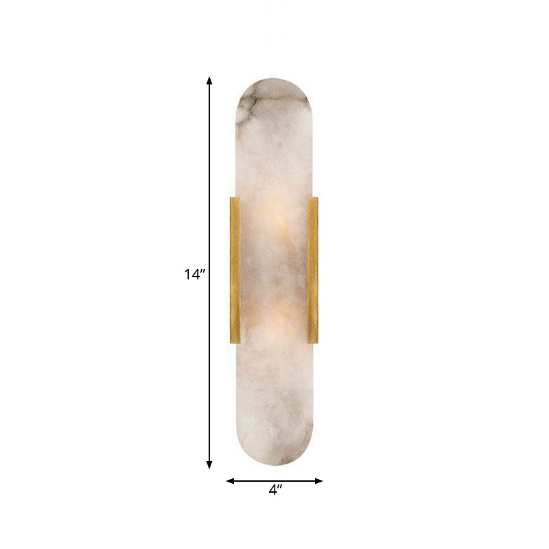 Colonial Gold/Black Marble Wall Sconce Lighting For Dining Room - 2 Bulbs Bar Flush Mount