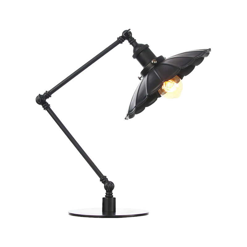 Stylish Vintage Adjustable Table Lamp With Metal Shade For Study Room - Black/Brass