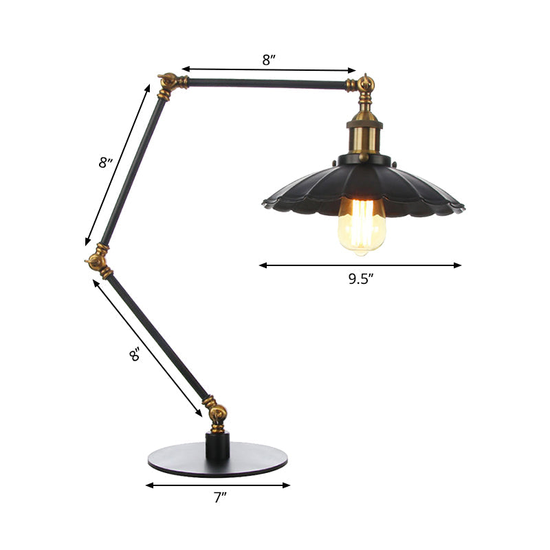 Stylish Vintage Adjustable Table Lamp With Metal Shade For Study Room - Black/Brass