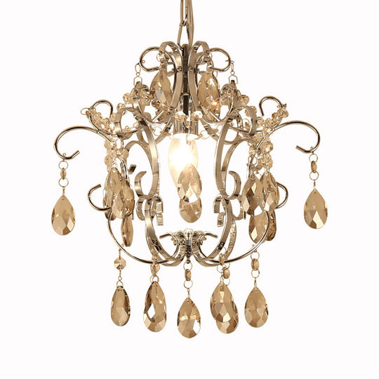 Modern Geometric Crystal Pendant Light - 1 Head Ceiling Chandelier 16 Adjustable Chain Chrome Finish