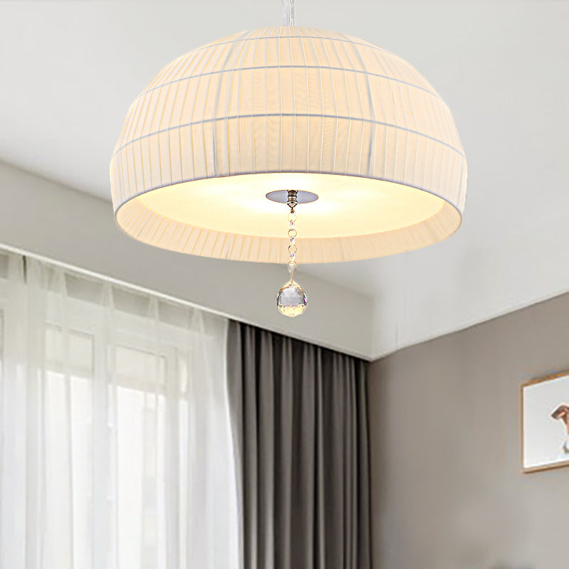 Modern Minimalist Domed Hanging Light With 5 Acrylic Diffuser Lights - Bedroom Chandelier In White