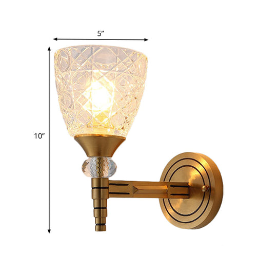 Lattice Glass Wall Lamp With Brass Finish - Loft Bedroom Mount Light