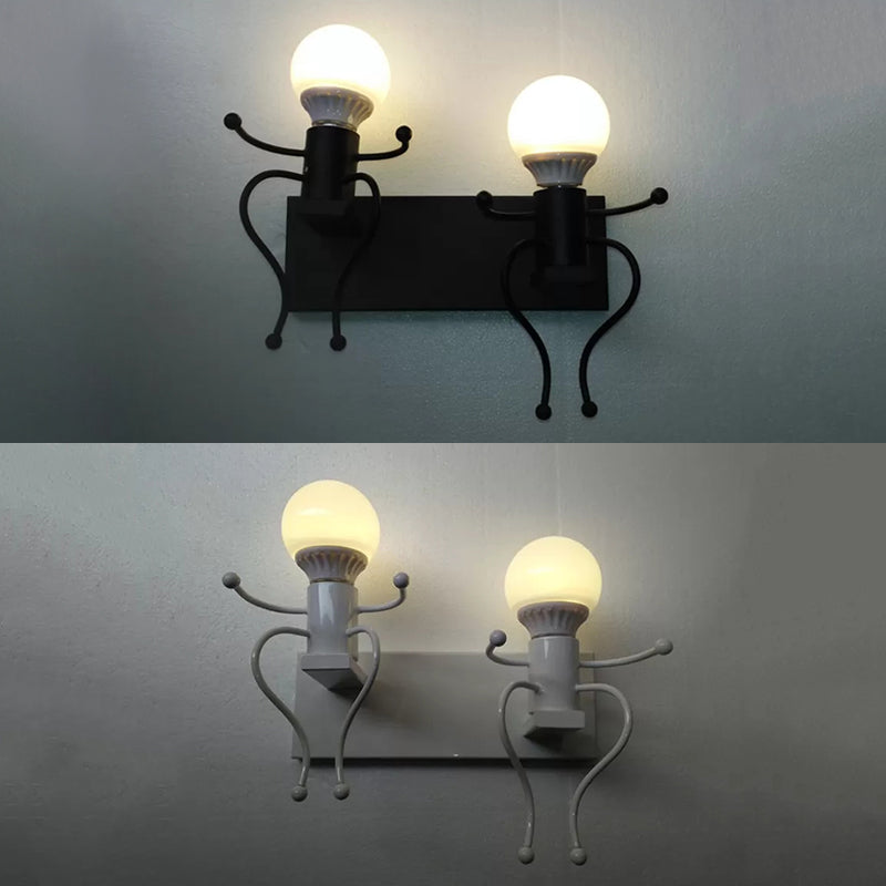 Contemporary Mini People Sconce With Dual-Led Lights For Hallways And Staircases