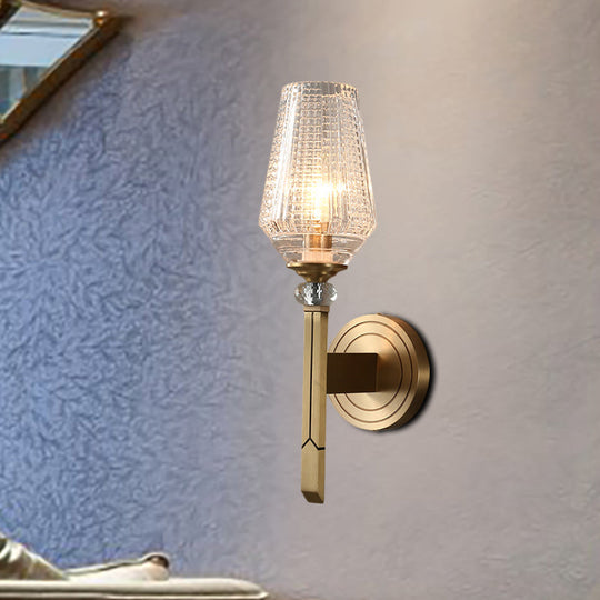 Brass Balcony Wall Sconce With Clear Glass Shade