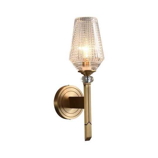 Brass Balcony Wall Sconce With Clear Glass Shade