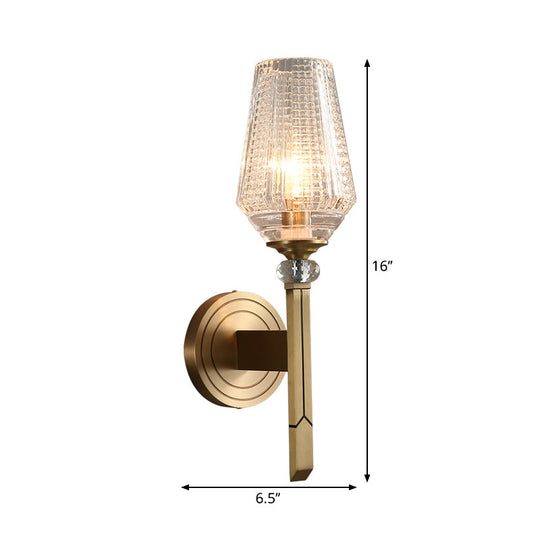 Brass Balcony Wall Sconce With Clear Glass Shade