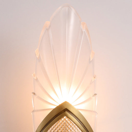 Mid-Century Frosted Glass Wall Sconce With Brass Finish For Bedrooms