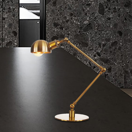 Golden Bowl Shade Table Lamp- Industrial Style With Adjustable Arm