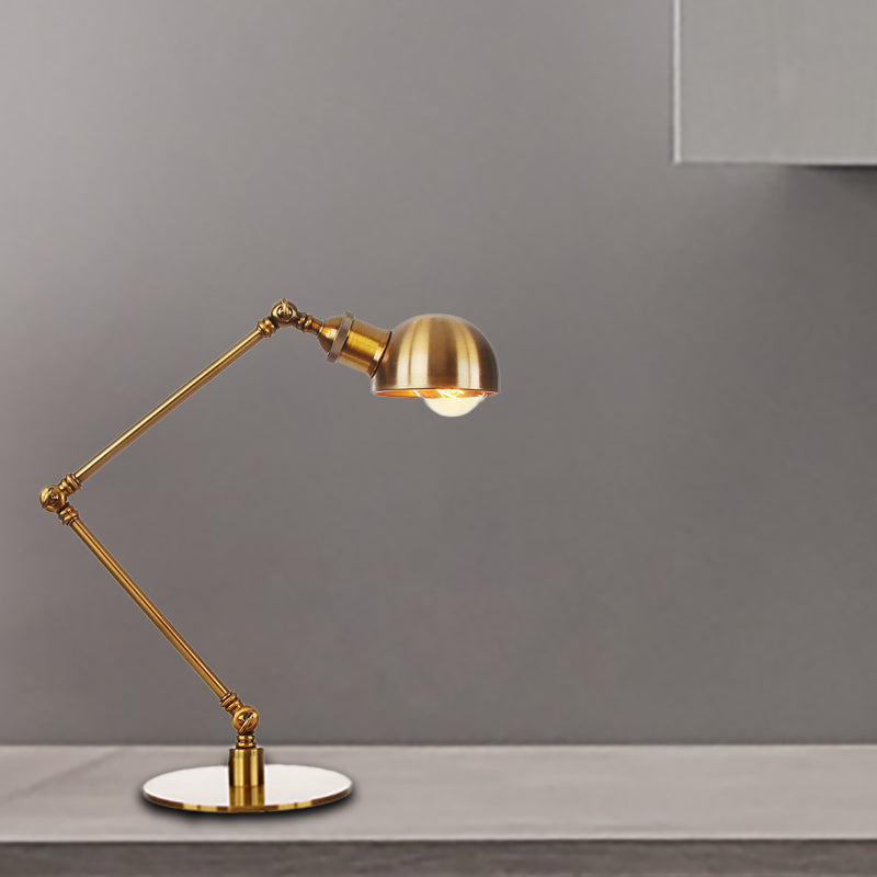 Golden Bowl Shade Table Lamp- Industrial Style With Adjustable Arm Gold / 4 A