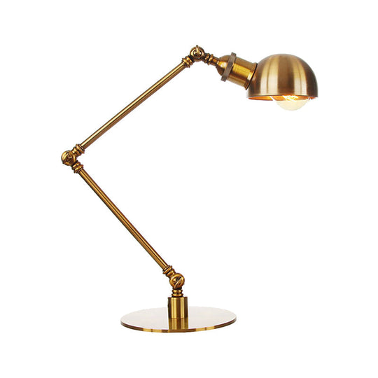 Golden Bowl Shade Table Lamp- Industrial Style With Adjustable Arm