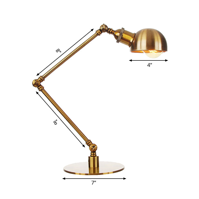 Golden Bowl Shade Table Lamp- Industrial Style With Adjustable Arm