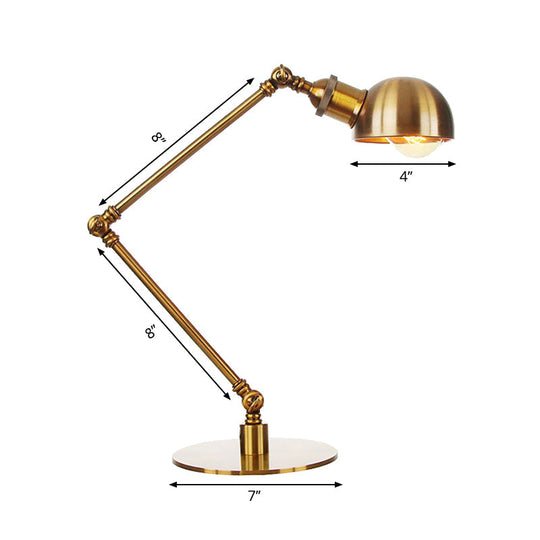 Golden Bowl Shade Table Lamp- Industrial Style With Adjustable Arm