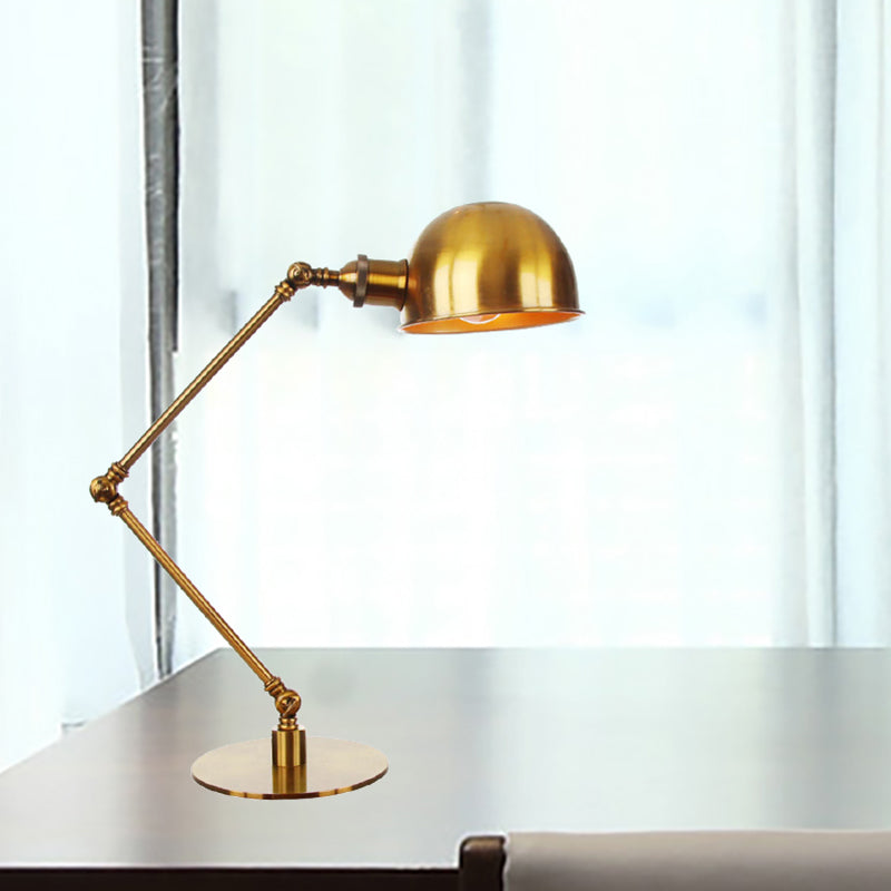 Golden Bowl Shade Table Lamp- Industrial Style With Adjustable Arm Gold / 8.5 A