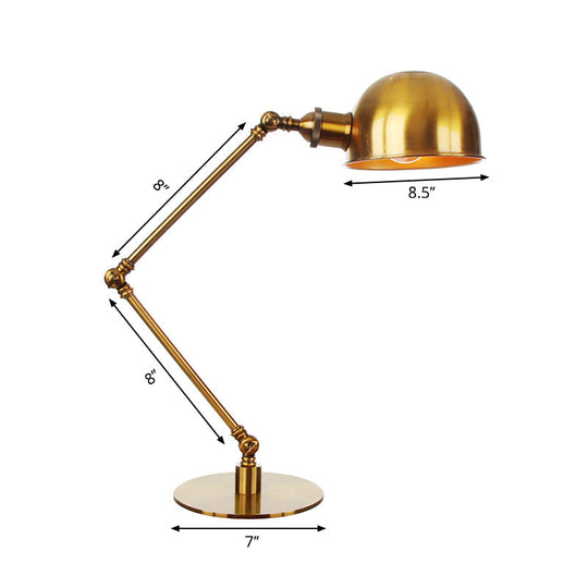 Golden Bowl Shade Table Lamp- Industrial Style With Adjustable Arm