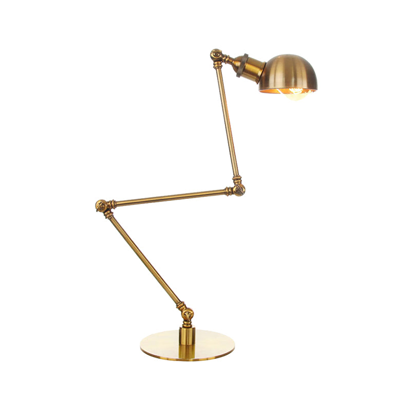 Golden Bowl Shade Table Lamp- Industrial Style With Adjustable Arm