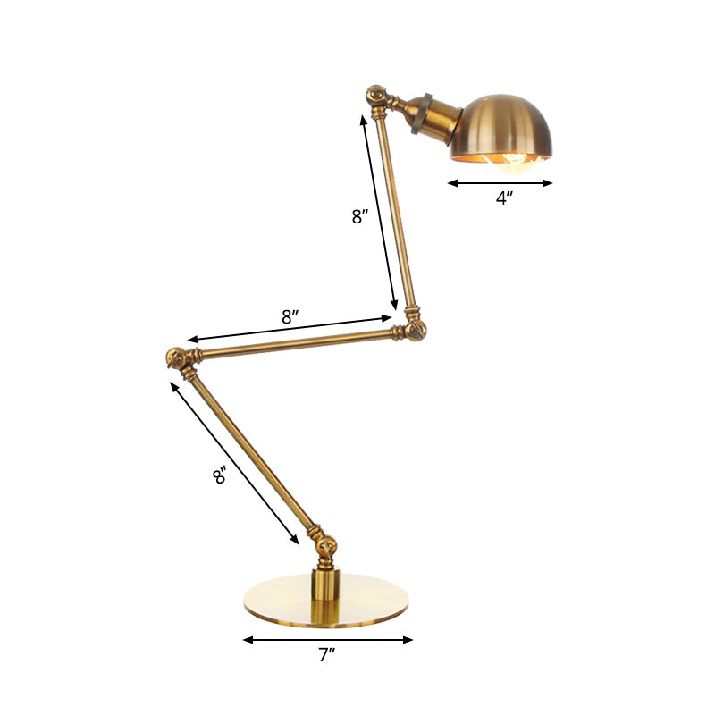 Golden Bowl Shade Table Lamp- Industrial Style With Adjustable Arm