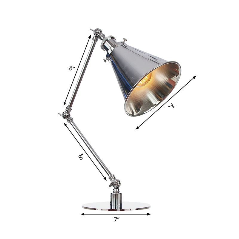 Industrial Metal Desk Light With Adjustable Arm And Chrome Finish For Study Rooms