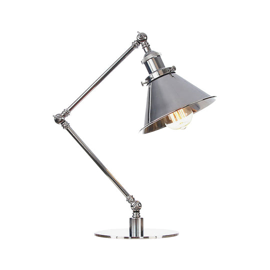 Industrial Metal Desk Light With Adjustable Arm And Chrome Finish For Study Rooms