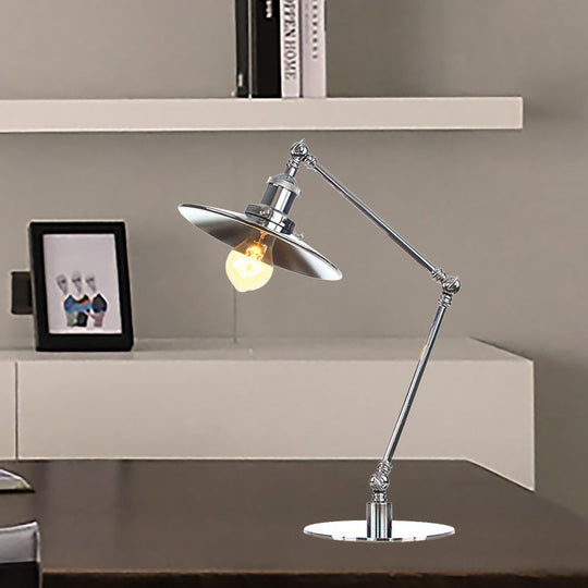 Industrial Metal Desk Light With Adjustable Arm And Chrome Finish For Study Rooms