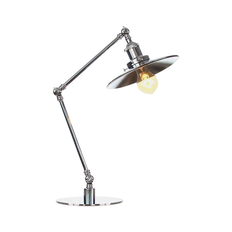 Industrial Metal Desk Light With Adjustable Arm And Chrome Finish For Study Rooms