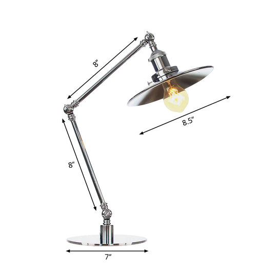 Industrial Metal Desk Light With Adjustable Arm And Chrome Finish For Study Rooms