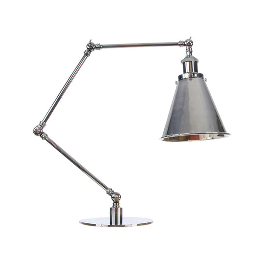 Industrial Metal Desk Light With Adjustable Arm And Chrome Finish For Study Rooms