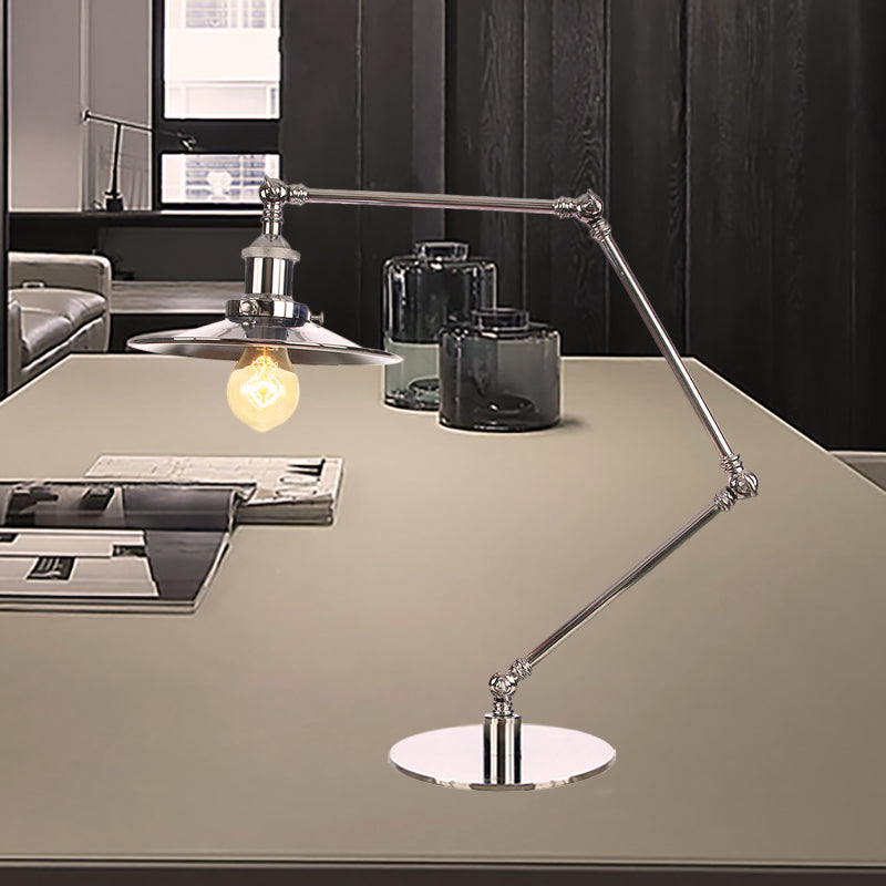 Industrial Metal Desk Light With Adjustable Arm And Chrome Finish For Study Rooms / A 8+8+8