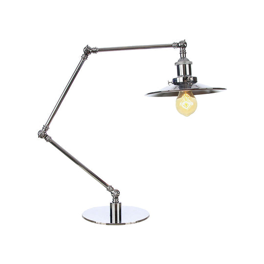 Industrial Metal Desk Light With Adjustable Arm And Chrome Finish For Study Rooms