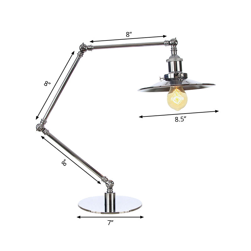 Industrial Metal Desk Light With Adjustable Arm And Chrome Finish For Study Rooms