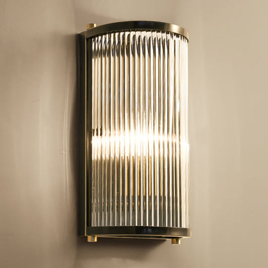 Mid-Century Semi Cylindrical Wall Light With Brass/Black Finish Metal 1/2-Head Mounted Fixture